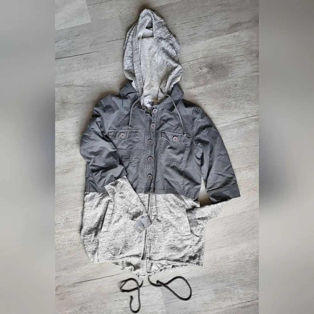 JACK by BB Dakota size XS Dark & Light Gray Hooded Sweater-Jacket